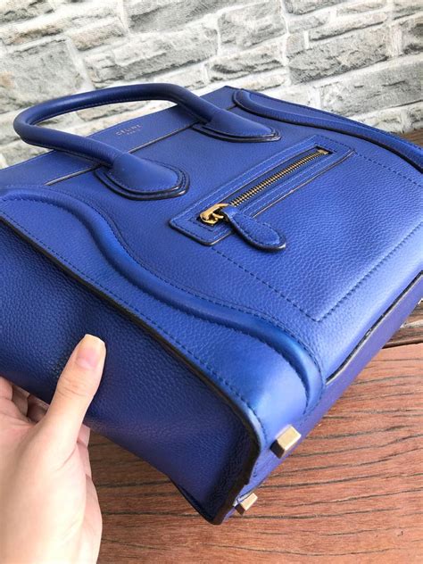 Micro Luggage in Electric Blue Palmelato Leather Tote with Gold 